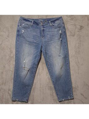 Time And Tru Size 16 Mid-Rise Distressed Jeans Cotton Stretch Denim Blue